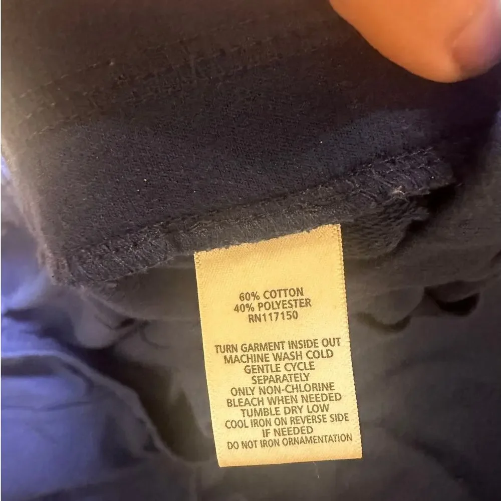 Quacker Factory Capri Pants XXL Blue Pull On Elastic Waist Sequin Hem - Picture 4 of 10